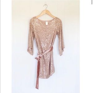 Anthropologie Starling Rose Gold Sequin Dress NWT